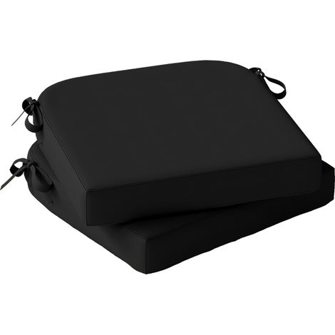 Outsunny Outdoor Chair Seat Cushions Set of 2, Garden Chair Cushions, Black