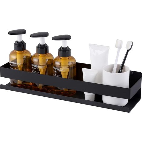 1 Étagère Douche Acier Inoxydable Noir, 40CM, Murale, Salle De Bain (1/5)