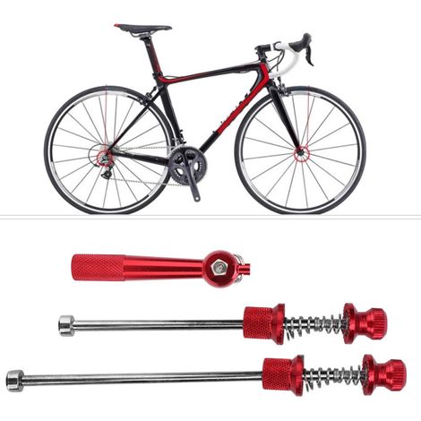 Candados antirrobo de liberación rápida para ruedas de bicicleta de carretera, fabricados en aleación de aluminio (rojo).