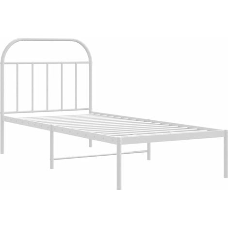 Estructura cama sin colchón con cabecero metal blanco 90x200 cm vidaXL (1/4)