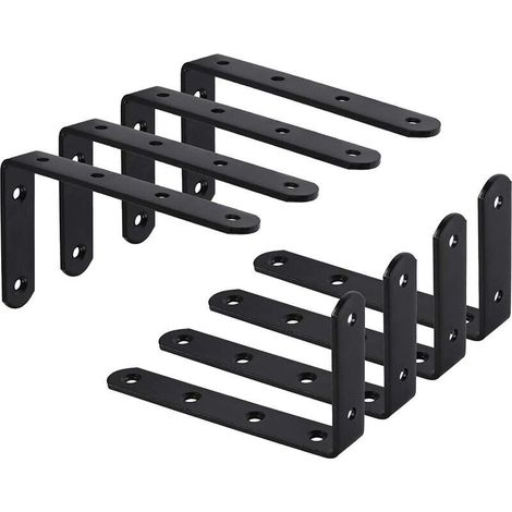 Confezione da 8 staffe per montaggio a parete, staffa a L, staffa fissa, mobili sospesi, mensola a parete 125x75x3 mm (1/4)