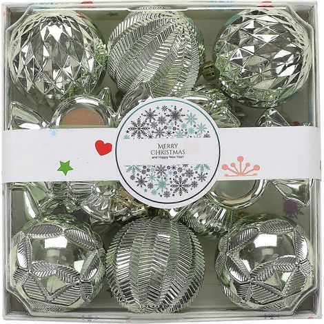 18 Stück/Box Festliche Baumdekorationen, speziell geformte Weihnachtskugeln, bruchsichere Kunststoffornamente, Partygeschenk, hellgrün (1/5)