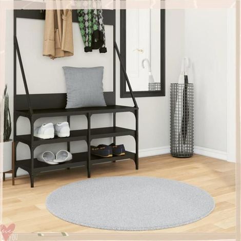 Tapis - VINGVO - HUARTE - Gris - 100 cm - Poils courts doux - Lavable 30°C - Antidérapant (1/5)