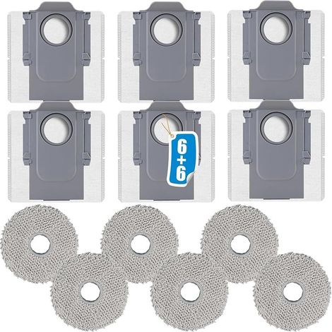 Ensemble de 12 Accessoires pour Aspirateurs Robots Roborock Q Revo/Qrevo S/Qrevo Master/Qrevo Curve/Qrevo MaxV/QV 35A/QV 35S/Qrevo Pro/Qrevo Slim/Qrevo Plus, Avec 6 Sacs À Poussière Et 6 Serpillères (1/5)