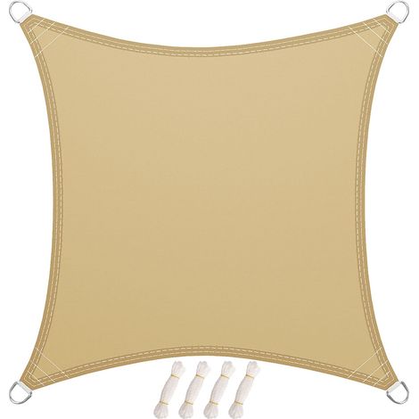 Voile d'ombrage Imperméable Rectangulaire 4x4m, Toile Ombrage UV Protection, pour Patio Jardin, Terrasse, Extérieur, Balcon - Sable (1/5)