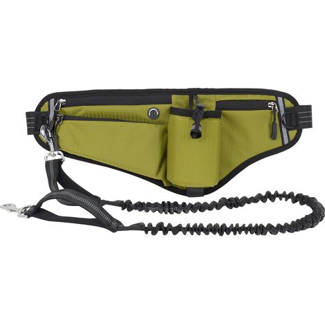 Laisse mains libres pour chien, sac banane, imperméable, réfléchissante de nuit, grande capacité pour les promenades en extérieur.