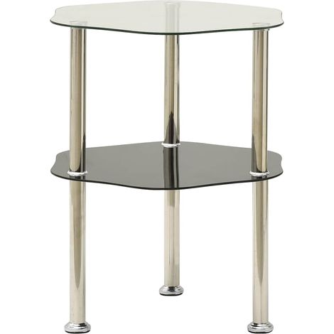vidaXL Table 2 niveaux Transparent et noir 38x38x50 cm Verre trempé (1/5)