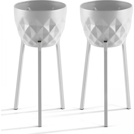 Lot de 2 caches pots en métal Blanc - Palavas