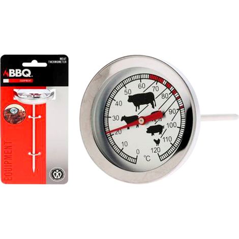 BBQ termometro carne inoxidable , Termómetro de carne para Barbacoa en acero inoxidable Ø5,4x12cmMarca : BBQEl termómetro para carne de acero inoxidable para barbacoa es un
