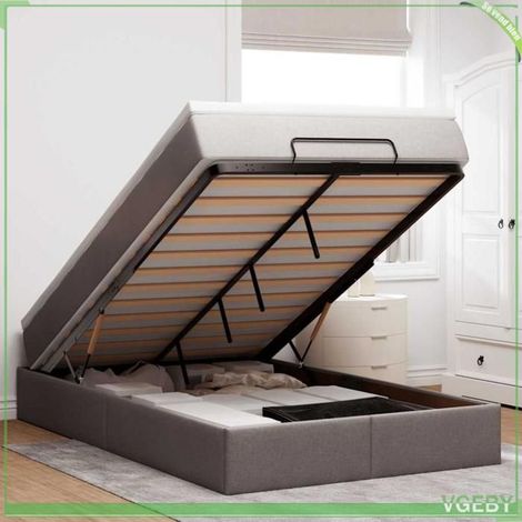 Cadre de lit ottoman avec matelas - 3311103 - Taupe - 120x200 cm - Rangement hydraulique (1/5)