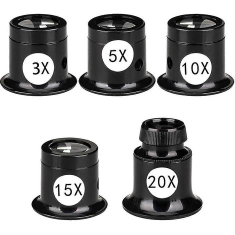 Set mit 5 tragbaren Monokularlupen für Juweliere, schwarz (1/5)