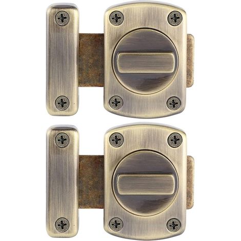 Set of 2 bathroom door locks, rotating cabinet window locks, brushed stainless steel (copper) (1/5)