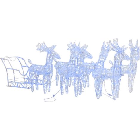 Décoration de Noël Rennes et traîneau 320 LED Acrylique