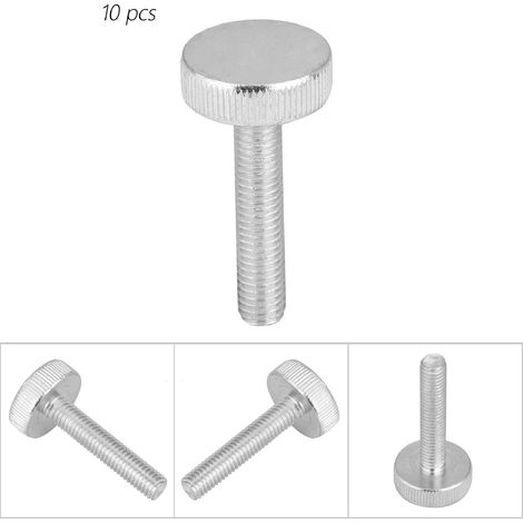 Vis à tête moletée plate M8 acier carbone zingué, lot de 10, 40 mm, fixation manuelle (1/5)