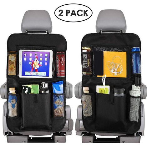 Organisateur de siège arrière de voiture avec support pour tablette tactile et poches de rangement, protections anti-coups de pied pour le dossier du siège auto, accessoires de voyage parfaits pour le (1/5)