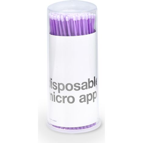 Lot de 100 bâtonnets violets micro-brosses jetables pour cils, nettoyage et extension de mascara féminin. (1/3)