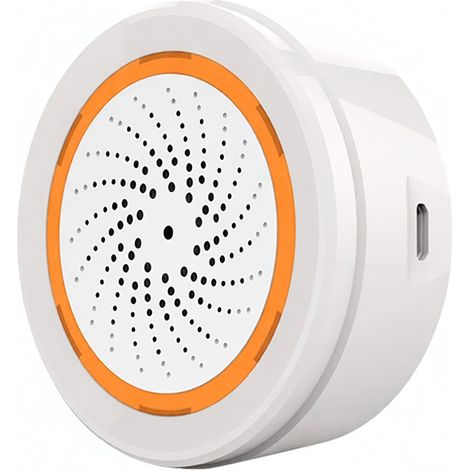 Sensor de temperatura y humedad 3 en 1 con alarma de sirena integrada de 90 dB y luz. El sensor T&H funciona con Gateway Hub. (1/5)