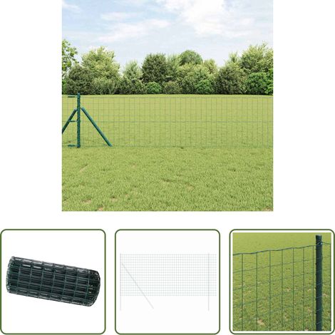 vidaXL Terrassenzaun -  Eurozaun Grün 0,4 x 50 m PVC-beschichtetes Eisen (1/5)