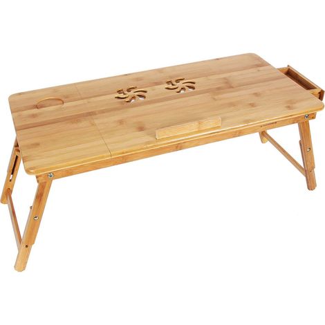 Tavolino da letto pieghevole piccolo tavolo per laptop in bambù per mancini e destrorsi vassoio regolabile in 5 posizioni 89 x 35 x 29 cm bambù 120007657