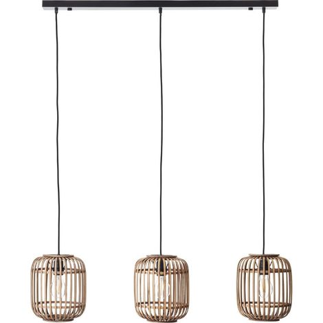 BRILLIANT lampe Woodrow suspension 3 lampe marron clair 3x A60, E27, 60W, adaptées aux lampes normales (non incluses) Échelle A ++ à E Le câble peut être raccourci (1/3)