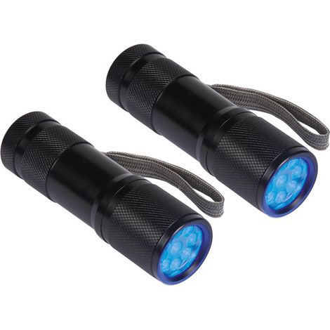 2er Set LED UV Taschenlampen für fluoreszierende Stoffe, Ultraviolettes Licht (1/4)