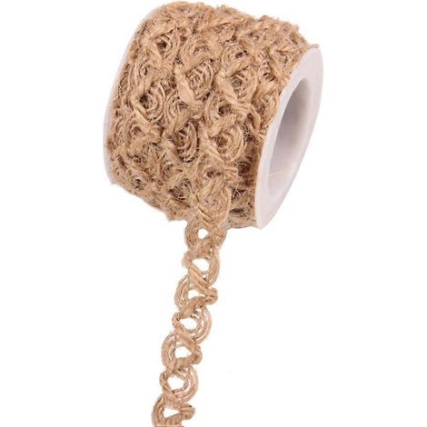 Rouleau de 5 m de ficelle de jute naturelle, ruban de toile de jute pour les arts, l'artisanat, le jardinage, l'emballage, la décoration de mariage et de fête (11) (1/3)