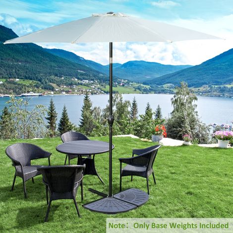 Ensemble 2 poids parasol base croisée 28kg design éventail Rosofonia 66x47x4,2cm, bronze (1/4)