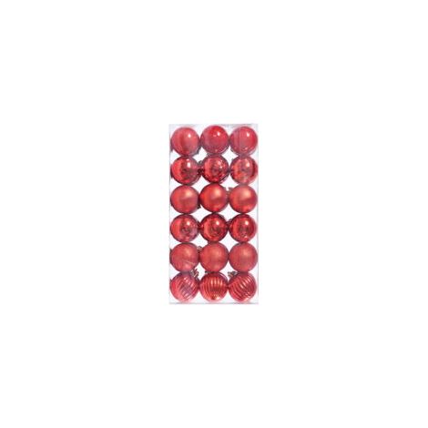 Set mit 36 bruchsicheren Weihnachtskugeln in verschiedenen Farben für Weihnachtsbaum, Hängedekoration, saisonale Dekoration, Partys und Hochzeiten (Rot, 3 cm) - Crezuo