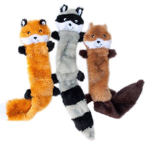 Ensemble de jouets pour chiens (sans garniture) pour les occuper, pour chiens de petite et moyenne taille : jouets couineurs, jouets à mâcher sans garniture, assortiment de peluches douces (renard, ra