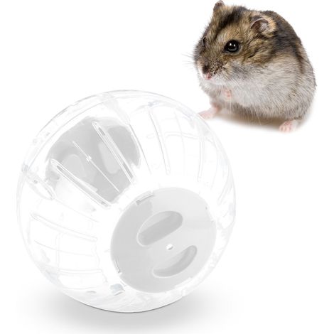Relaxdays Palla per Criceti, Sfera da Ø 18,5 cm, Giocattolo per Topi, in Plastica, Hamster Ball, Trasparente Bianco