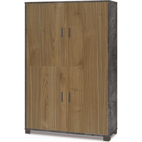 Mobile 4 Ante 108L x 41P x h161 – Finitura Nero Opaco e Legno Noce Stelvio – Sarmog