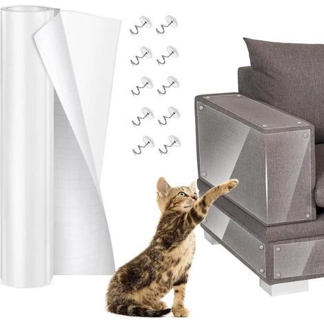 Protecteur de Meubles pour Chat, Protection Canape Anti Griffe avec 10 Vis,Anti Griffe Canap,Scratch Protection,Anti-Griffes 20cm x 3m (1/4)