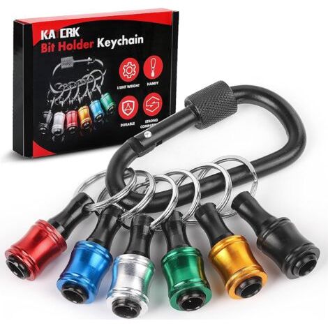Lot de 6 tournevis en aluminium à poignée hexagonale de 1/4 po, porte-foret, tige d'extension légère à changement rapide, adaptateur de vis de perceuse pour porte-clés (1/5)