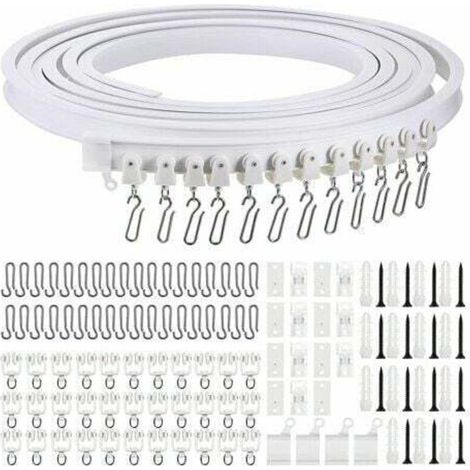 royaluxe -Rail de rideau incurvé au plafond pliable de 5 mètres Rail de rideau incurvé flexible pour rail de rideau souple pour rail de rideau avec crochets de rideau en métal, séparat de pièce pour r (1/5)