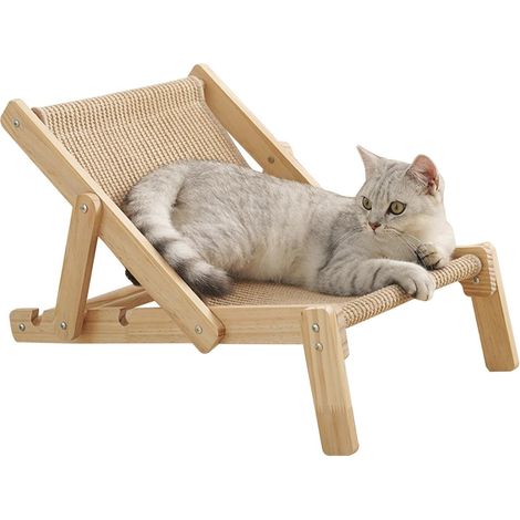 JeiibrZui Kratzbaum aus Massivholz für Katzen und kleine Hunde – Verstellbares Sisalkissen – Natürliches Design – Für den Innenbereich (1/5)
