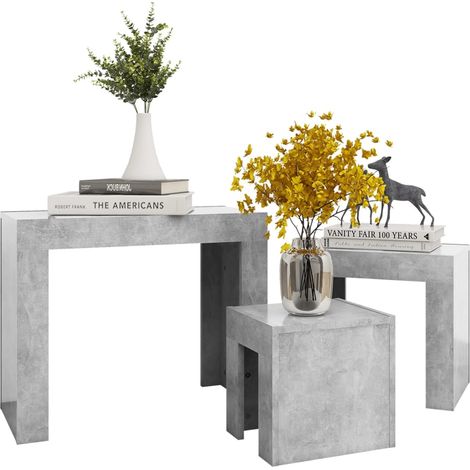 Tables basses gigognes 3 pcs Gris béton (1/5)