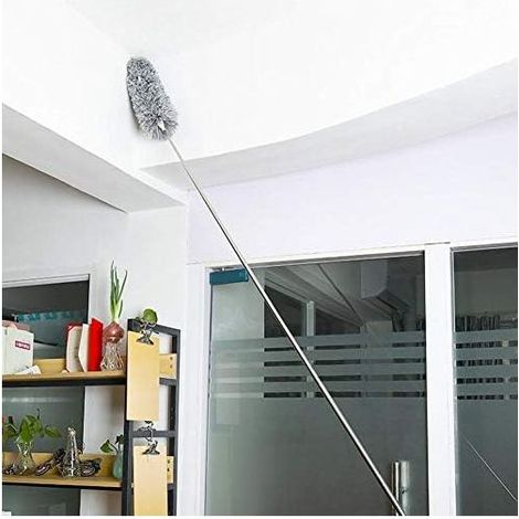 Plumeau télescopique et extensible en microfibre pour nettoyer les ventilateurs sur les plafonds surélevés, les stores, les toiles d'araignée, les voitures (1/5)