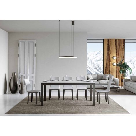 Tavolo allungabile 160/420x90 cm Everyday Evolution bianco frassino telaio e gambe antracite