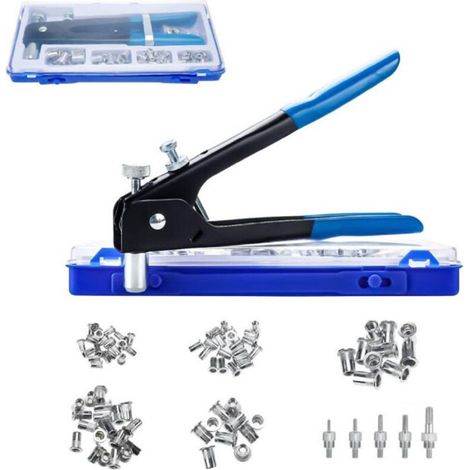Kit de pièces à riveter 86 pcs avec écrous M3 M4 M5 M6 M8 et 5 broches - Outils d'inserts filetés pour rivets - (1/4)