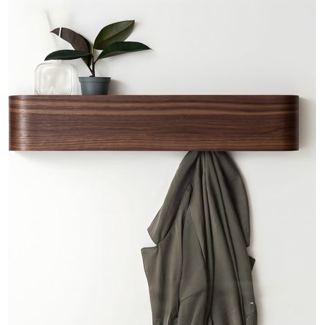 Porte-manteau mural en bois intégré, support de rangement pour entrée avec crochets, étagère de rangement multifonctionnelle