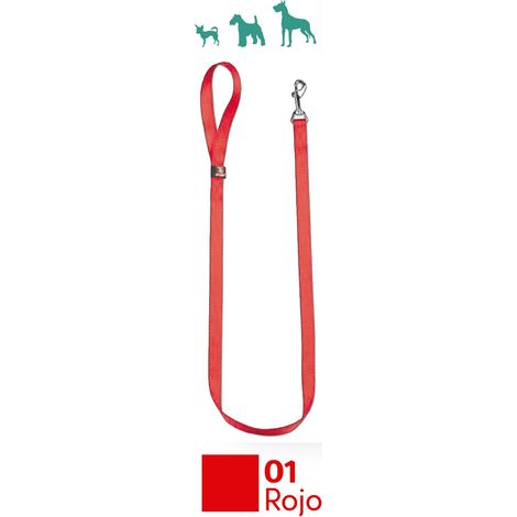Laisse en Nylon pour Chiens 100x2 cm Couleur Rouge