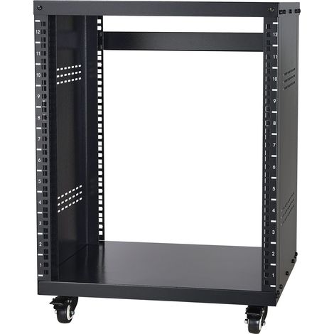 Support rack 12U pour enregistrement stéréo et réseau, capacité 226,8 kg, dimensions 510x460x700 mm, pour studio et scène (1/5)