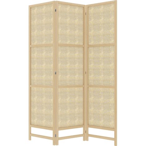 Paravent pliable à 3 panneaux de 180 cm, autoportant, tissé à la main, aspect naturel (1/5)