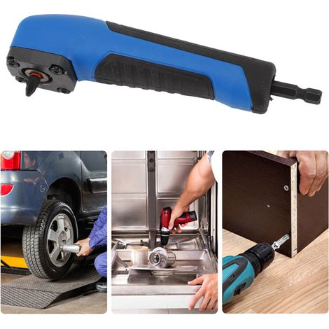 Attachment de Perçage à Angle Droit 90 Degrés ABS Acier Allié Ergonomique Bleu 15cm pour Espaces Confinés (1/5)