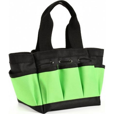 Sac à outils multipoches, panier à outils en tissu Oxford, grande capacité pour jardiniers, techniciens, atelier, rose et blanc, taille L (1/5)
