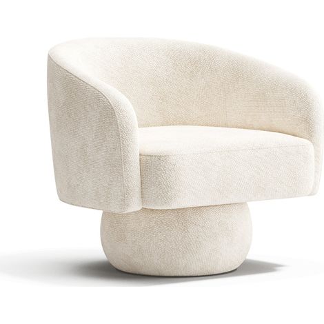 Fauteuil pivotant en velours bouclé crème (1/5)