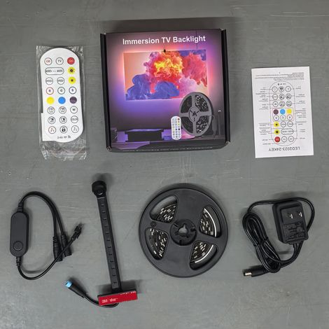 Bande LED RGB pour TV, synchronisation écran, silicone flexible, télécommande et APP, 16 millions de couleurs, découpable (1/3)