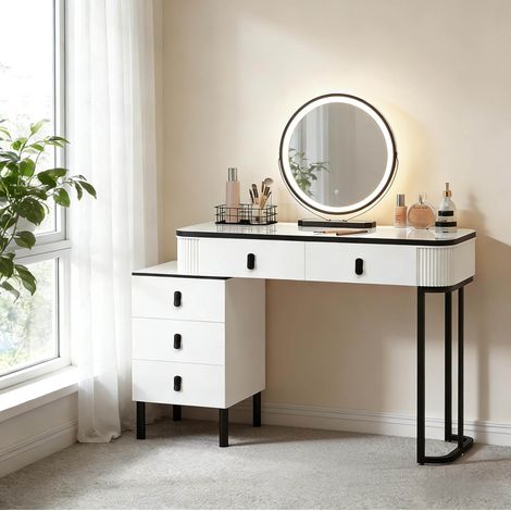 Mueble tocador con espejo LED y 5 cajones OKMYHOME (1/5)