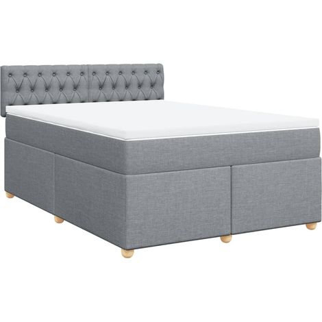Maison Exclusive - Cama box spring con colchón tela gris claro 14 (1/5)