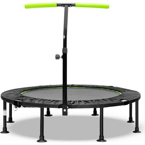45'' Foldable Trampoline, Fitness Rebounder with Adjustable T-Shaped Handrail and Anti-Slip Foot Pad, Mini Exercise Trampoline for Kids Adult (1/5)